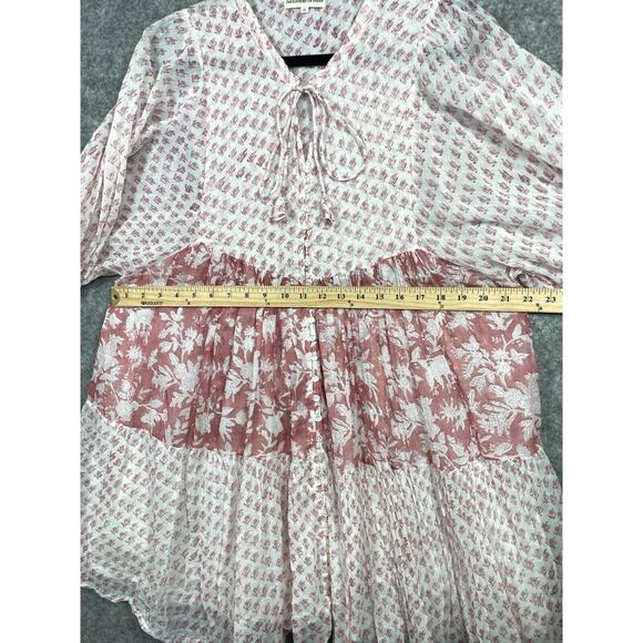 Daughters of India Womens Nora Mini Dress Boho Floral Primrose Pink White XL - Picture 9 of 13